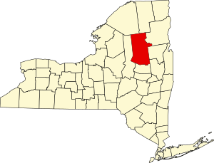 Map of New York highlighting Hamilton County