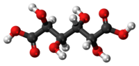 Ball-and-stick model of the mucic acid molecule{{{画像alt1}}}