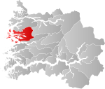 Mapa do condado de Sogn og Fjordane com Flora em destaque.