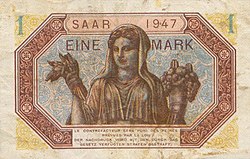 Billet d'un mark sarrois de 1947.