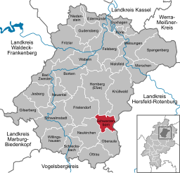 Läget för Schwarzenborn i Schwalm-Eder-Kreis