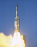 Launch of a Gemini B capsule and a Manned Orbiting Laboratory mockup