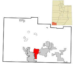 Location in Washington County and the state of Utah