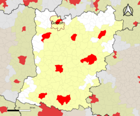 Localisation de l'aire d'attraction de Gorron dans le département de la Mayenne.