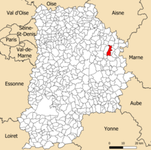 Localisation dans le département de Seine-et-Marne.