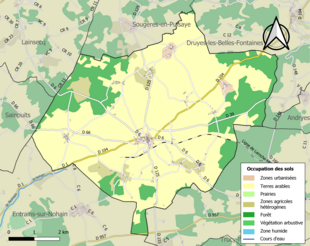 Carte en couleurs présentant l'occupation des sols.