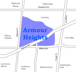 Location of Armour Heights