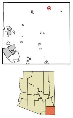 Location of Bowie in Cochise County, Arizona.