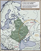 European territory inhabited by East Slavic tribes in 8th and 9th century.