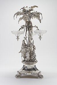 Epergne: Wynyard Testimonial, 1858. Maker: Smith & Nicholson, London. Auckland Museum