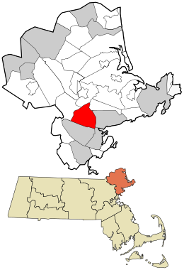 Location in Essex County and the state of Massachusetts.