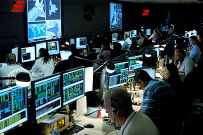 Space Telescope Operations Control Center at Goddard Space Flight Center, during servicing of the Hubble Space Telescope