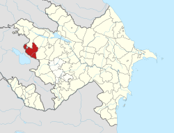 Map of Azerbaijan showing Gadabay raion (green)