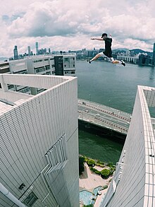 Max Cave performing a jump in Hong Kong (2016)