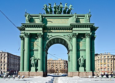 The Narva Triumphal Arch in Saint Petersburg by Giacomo Quarenghi, built in 1814 to commemorate Russia's victory over Napoleon
