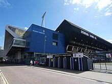 The West Stand with several turnstiles in front of it