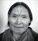 An Inuit woman with tunniit, facial tattoos
