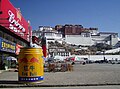 Red Bull Energy Drink advertising model on the west side of the Potala Palace Square in 2004.