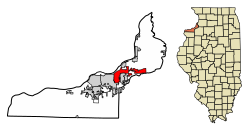 Location of East Moline in Rock Island County, Illinois.