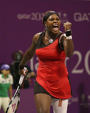 Serena Williams comemora ponto em Doha, no Qatar (2010)