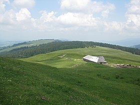 Vue depuis le sommet du Niremont vers le nord et le sommet des Alpettes.