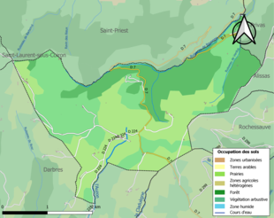 Carte en couleurs présentant l'occupation des sols.