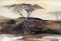 African landscape, coloured ink and gouache on paper (2003)