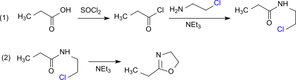 Synthese von 2-Ethyl-2-oxazolin mit Chlorethylamin