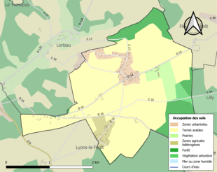 Carte en couleurs présentant l'occupation des sols.