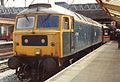 Diesel Class 47 loco No.47100 with the trademark Stratford T.M.D. silver roof. CO2 and particulates clouds at the ready.!