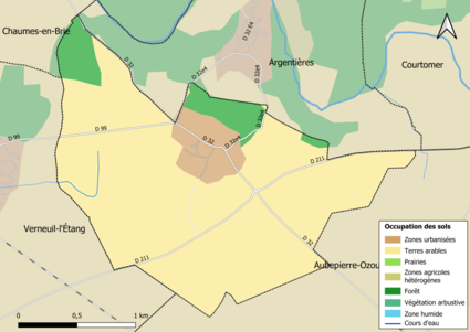 Carte des infrastructures et de l'occupation des sols en 2018 (CLC) de la commune.