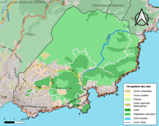 Carte en couleurs présentant l'occupation des sols.