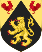 Coat of arms of Walloon Brabant, incorporating the arms of the historical Duchy of Brabant and Wallonia's rooster. Granted on 2 January 1995 by the Council.
