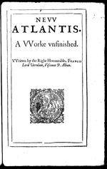 Title page of the 1628 edition of Bacon's New Atlantis