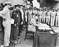 Image 23General Blamey signing the Japanese instrument of surrender on behalf of Australia (from Military history of Australia during World War II)
