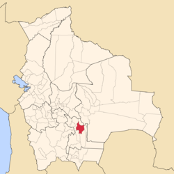 Location of Tomina Province within Bolivia