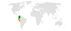 Map indicating locations of Colombia and Peru