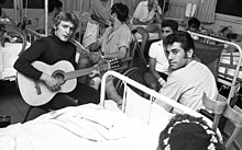 Christophe (furthest left) performs in Israel, 1969