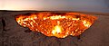 Image 29The Door to Hell is a natural gas field in Derweze, Turkmenistan, which has been burning since 1971 when it was ignited by Soviet scientists who expected it to burn out within days. They were trying to prevent the release of poisonous gases. The name "Door to Hell" was given to the field by locals. The hot spots range over an area with a width of 60 metres (200 ft) and to a depth of about 20 metres (66 ft).