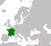 Location map for France and Israel.