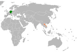 Map indicating locations of Germany and Laos