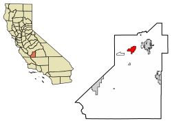 Location of Lemoore in Kings County, California.