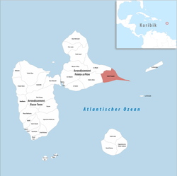 Location of the commune (in red) within Guadeloupe