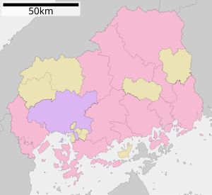 川尻筆の位置（広島県内）