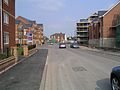 View eastward along Thackhall Street in April 2007; the stadium was on the right and a car park was on the left.