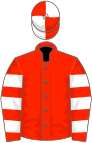 Red, white hooped sleeves, quartered cap