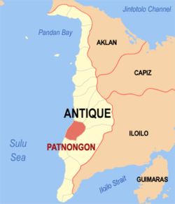 Map of Antique with Patnongon highlighted