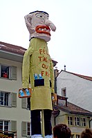 "Grand Rababou" (from the French word rababouêt, or wood thief) is burnt annually in the carnival of Fribourg, Switzerland
