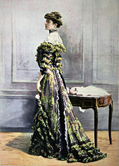 Hand-tinted photograph of a dress for a magazine, 1903