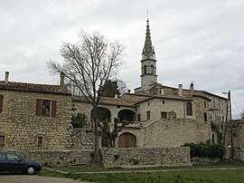 The church and surrounding buildings in Saint-André-de-Cruzières